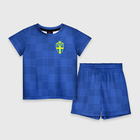 Детский костюм с шортами 3D с принтом Швеция гостевая форма ЧМ 2018 в Кировске,  |  | гостевая форма | сборная швеции | футбольная форма | швеция