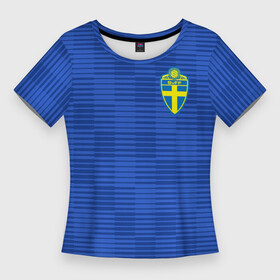 Женская футболка 3D Slim с принтом Швеция гостевая форма ЧМ 2018 в Кировске,  |  | гостевая форма | сборная швеции | футбольная форма | швеция