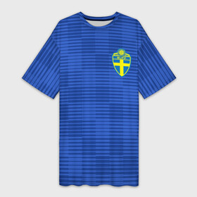 Платье-футболка 3D с принтом Швеция гостевая форма ЧМ 2018 в Кировске,  |  | гостевая форма | сборная швеции | футбольная форма | швеция