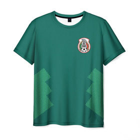 Мужская футболка 3D с принтом Домашняя форма сборной Мексики в Кировске, 100% полиэфир | прямой крой, круглый вырез горловины, длина до линии бедер | мексика | сборная мексики | форма мексики | чемпионат по футболу