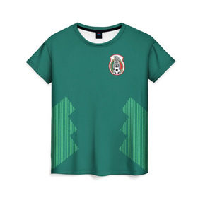 Женская футболка 3D с принтом Домашняя форма сборной Мексики в Кировске, 100% полиэфир ( синтетическое хлопкоподобное полотно) | прямой крой, круглый вырез горловины, длина до линии бедер | мексика | сборная мексики | форма мексики | чемпионат по футболу