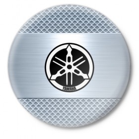 Значок с принтом YAMAHA в Кировске,  металл | круглая форма, металлическая застежка в виде булавки | 