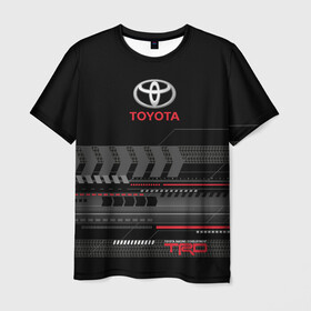 Мужская футболка 3D с принтом Toyota 1 в Кировске, 100% полиэфир | прямой крой, круглый вырез горловины, длина до линии бедер | car | toyota | абстракция | авто | графика | дизайн | полосы | протектор | пунктир | след шин | тойота