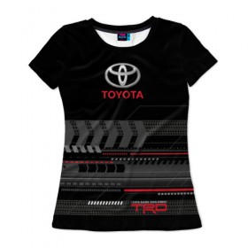 Женская футболка 3D с принтом Toyota 1 в Кировске, 100% полиэфир ( синтетическое хлопкоподобное полотно) | прямой крой, круглый вырез горловины, длина до линии бедер | car | toyota | абстракция | авто | графика | дизайн | полосы | протектор | пунктир | след шин | тойота
