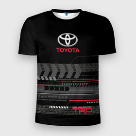 Мужская футболка 3D спортивная с принтом Toyota 1 в Кировске, 100% полиэстер с улучшенными характеристиками | приталенный силуэт, круглая горловина, широкие плечи, сужается к линии бедра | car | toyota | абстракция | авто | графика | дизайн | полосы | протектор | пунктир | след шин | тойота
