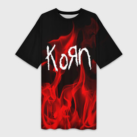 Платье-футболка 3D с принтом KOЯN в Кировске,  |  | korn | punk | rock | альтернативный хип хоп | группа | инди поп | музыка | музыкальное произведение | ноты | панк | регги | рок | синти поп