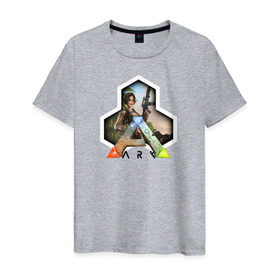 Мужская футболка хлопок с принтом Ark Survival Evolved в Кировске, 100% хлопок | прямой крой, круглый вырез горловины, длина до линии бедер, слегка спущенное плечо. | Тематика изображения на принте: ark survival evolved