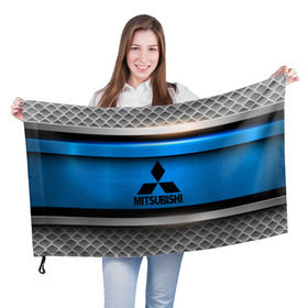 Флаг 3D с принтом MITSUBISHI SPORT в Кировске, 100% полиэстер | плотность ткани — 95 г/м2, размер — 67 х 109 см. Принт наносится с одной стороны | 