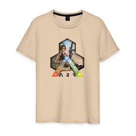 Мужская футболка хлопок с принтом Ark Survival Evolved в Кировске, 100% хлопок | прямой крой, круглый вырез горловины, длина до линии бедер, слегка спущенное плечо. | Тематика изображения на принте: арк