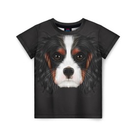 Детская футболка 3D с принтом Cavalier King Charles в Кировске, 100% гипоаллергенный полиэфир | прямой крой, круглый вырез горловины, длина до линии бедер, чуть спущенное плечо, ткань немного тянется | голова | собака | спаниель