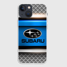 Чехол для iPhone 13 mini с принтом SUBARU SPORT в Кировске,  |  | auto | automobile | car | carbon | machine | motor | motor car | sport car | subaru | автомашина | бренд | легковой автомобиль | марка | спортивный автомобиль | тачка