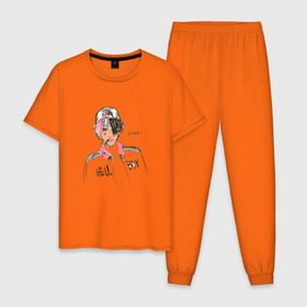 Мужская пижама хлопок с принтом Lil Peep Hellboy в Кировске, 100% хлопок | брюки и футболка прямого кроя, без карманов, на брюках мягкая резинка на поясе и по низу штанин
 | lil peep | лил пип