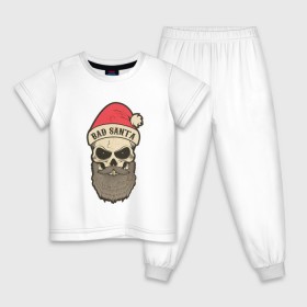 Детская пижама хлопок с принтом Санта череп в Кировске, 100% хлопок |  брюки и футболка прямого кроя, без карманов, на брюках мягкая резинка на поясе и по низу штанин
 | Тематика изображения на принте: skull | бородатый | рождество | санта клаус