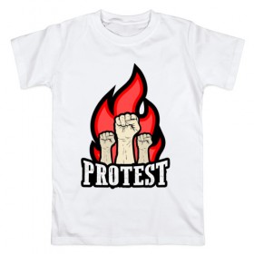 Мужская футболка хлопок с принтом Протест в Кировске, 100% хлопок | прямой крой, круглый вырез горловины, длина до линии бедер, слегка спущенное плечо. | борьба | кулаки | пламя | протест | революция