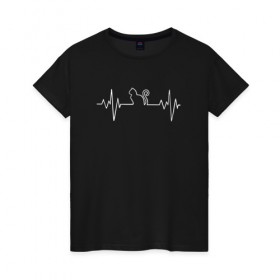 Женская футболка хлопок с принтом HeartbeatCat в Кировске, 100% хлопок | прямой крой, круглый вырез горловины, длина до линии бедер, слегка спущенное плечо | animal | cat | cute | heart | kitty | meow | pet | животное | кот | котенок | котики | мяу | сердце