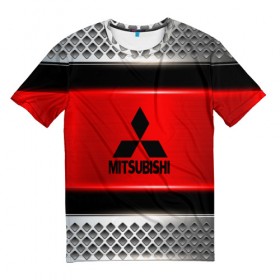 Мужская футболка 3D с принтом MITSUBISHI в Кировске, 100% полиэфир | прямой крой, круглый вырез горловины, длина до линии бедер | 