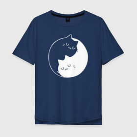 Мужская футболка хлопок Oversize с принтом Инь Янь в Кировске, 100% хлопок | свободный крой, круглый ворот, “спинка” длиннее передней части | cat | kitty | животное | инь ян | кот | котенок | котики
