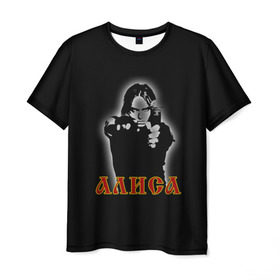 Мужская футболка 3D с принтом Алиса (Константин Кинчев) в Кировске, 100% полиэфир | прямой крой, круглый вырез горловины, длина до линии бедер | 