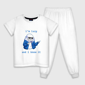 Детская пижама хлопок с принтом Sans в Кировске, 100% хлопок |  брюки и футболка прямого кроя, без карманов, на брюках мягкая резинка на поясе и по низу штанин
 | sans | андертейл | подземелье | санс
