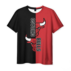 Мужская футболка 3D с принтом Чикаго Буллз в Кировске, 100% полиэфир | прямой крой, круглый вырез горловины, длина до линии бедер | chicago bulls | баскетбол | спорт | чикаго буллз