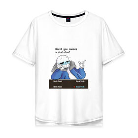 Мужская футболка хлопок Oversize с принтом Sans в Кировске, 100% хлопок | свободный крой, круглый ворот, “спинка” длиннее передней части | sans | андертейл | подземелье | санс
