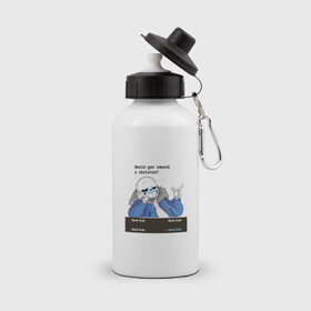 Бутылка спортивная с принтом Sans в Кировске, металл | емкость — 500 мл, в комплекте две пластиковые крышки и карабин для крепления | sans | андертейл | подземелье | санс