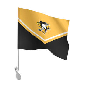 Флаг для автомобиля с принтом Pittsburgh Penguins (Форма 1) в Кировске, 100% полиэстер | Размер: 30*21 см | питтсбург пингвинз