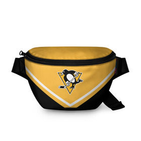 Поясная сумка 3D с принтом Pittsburgh Penguins (Форма 1) в Кировске, 100% полиэстер | плотная ткань, ремень с регулируемой длиной, внутри несколько карманов для мелочей, основное отделение и карман с обратной стороны сумки застегиваются на молнию | питтсбург пингвинз