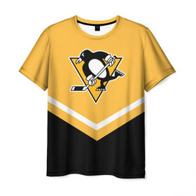 Мужская футболка 3D с принтом Pittsburgh Penguins (Форма 1) в Кировске, 100% полиэфир | прямой крой, круглый вырез горловины, длина до линии бедер | питтсбург пингвинз