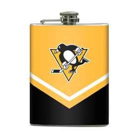 Фляга с принтом Pittsburgh Penguins (Форма 1) в Кировске, металлический корпус | емкость 0,22 л, размер 125 х 94 мм. Виниловая наклейка запечатывается полностью | питтсбург пингвинз