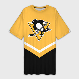 Платье-футболка 3D с принтом Pittsburgh Penguins (Форма 1) в Кировске,  |  | питтсбург пингвинз