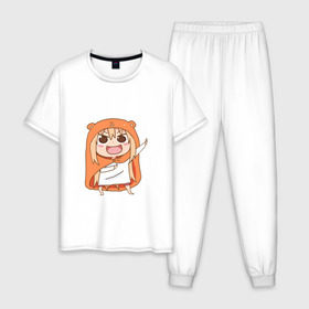 Мужская пижама хлопок с принтом Umaru Chan в Кировске, 100% хлопок | брюки и футболка прямого кроя, без карманов, на брюках мягкая резинка на поясе и по низу штанин
 | Тематика изображения на принте: anime | аниме | анимэ | умару