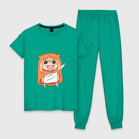 Женская пижама хлопок с принтом Umaru Chan в Кировске, 100% хлопок | брюки и футболка прямого кроя, без карманов, на брюках мягкая резинка на поясе и по низу штанин | anime | аниме | анимэ | умару