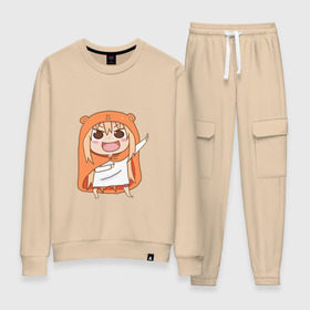 Женский костюм хлопок с принтом Umaru Chan в Кировске, 100% хлопок | на свитшоте круглая горловина, мягкая резинка по низу. Брюки заужены к низу, на них два вида карманов: два 