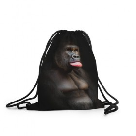 Рюкзак-мешок 3D с принтом Горилла в Кировске, 100% полиэстер | плотность ткани — 200 г/м2, размер — 35 х 45 см; лямки — толстые шнурки, застежка на шнуровке, без карманов и подкладки | горилла | животные | обезьяна | прикол | природа | смешно | юмор | язык