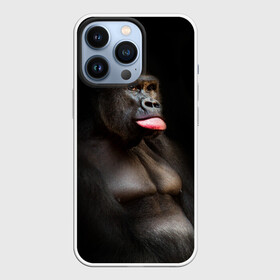 Чехол для iPhone 13 Pro с принтом Горилла в Кировске,  |  | горилла | животные | обезьяна | прикол | природа | смешно | юмор | язык