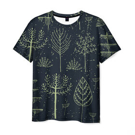 Мужская футболка 3D с принтом Загадочный лес в Кировске, 100% полиэфир | прямой крой, круглый вырез горловины, длина до линии бедер | Тематика изображения на принте: дерево | дуб | елка | животные | лес | мода | обитатели | прикольные | природа | сказка | тайна | яркие
