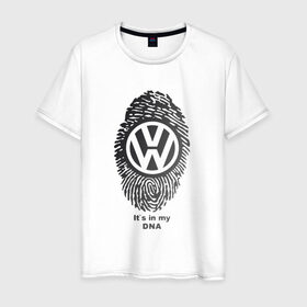 Мужская футболка хлопок с принтом Volkswagen it`s in my DNA в Кировске, 100% хлопок | прямой крой, круглый вырез горловины, длина до линии бедер, слегка спущенное плечо. | crossover | golf | jetta | polo | sport | volkswagen | авто | автомобиль | вольксваген | жук | знак | лого | машина | седан | символ | спорт | тачка | фолькс ваген | фольксваген | хэтчбек | эмблема