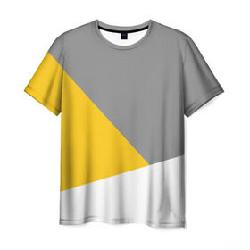 Мужская футболка 3D с принтом Серый, желтый, белый-идеальное сочетание! в Кировске, 100% полиэфир | прямой крой, круглый вырез горловины, длина до линии бедер | 
