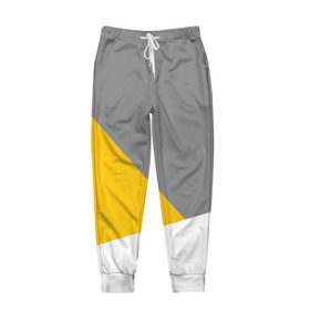Мужские брюки 3D с принтом Серый, желтый, белый-идеальное сочетание! в Кировске, 100% полиэстер | манжеты по низу, эластичный пояс регулируется шнурком, по бокам два кармана без застежек, внутренняя часть кармана из мелкой сетки | 