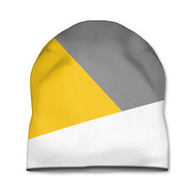 Шапка 3D с принтом Серый, желтый, белый-идеальное сочетание! в Кировске, 100% полиэстер | универсальный размер, печать по всей поверхности изделия | 