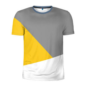 Мужская футболка 3D спортивная с принтом Серый, желтый, белый-идеальное сочетание! в Кировске, 100% полиэстер с улучшенными характеристиками | приталенный силуэт, круглая горловина, широкие плечи, сужается к линии бедра | Тематика изображения на принте: 