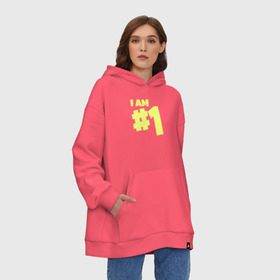 Худи SuperOversize хлопок с принтом I am 1 в Кировске, 70% хлопок, 30% полиэстер, мягкий начес внутри | карман-кенгуру, эластичная резинка на манжетах и по нижней кромке, двухслойный капюшон
 | battle royale | fortnite | lama | батл рояль | лама | фортнайт