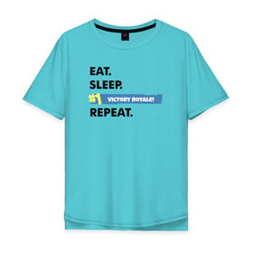 Мужская футболка хлопок Oversize с принтом Eat Sleep в Кировске, 100% хлопок | свободный крой, круглый ворот, “спинка” длиннее передней части | battle royale | fortnite | lama | батл рояль | лама | фортнайт