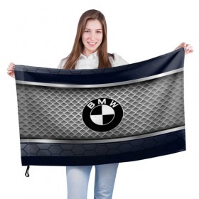 Флаг 3D с принтом BMW SPORT в Кировске, 100% полиэстер | плотность ткани — 95 г/м2, размер — 67 х 109 см. Принт наносится с одной стороны | auto | bmw | car | авто | автомобиль | бмв | машина