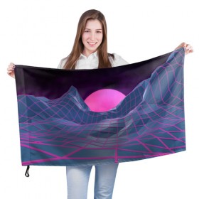 Флаг 3D с принтом Purple sun в Кировске, 100% полиэстер | плотность ткани — 95 г/м2, размер — 67 х 109 см. Принт наносится с одной стороны | 