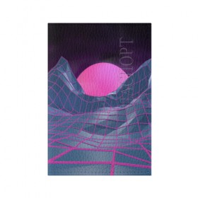 Обложка для паспорта матовая кожа с принтом Purple sun в Кировске, натуральная матовая кожа | размер 19,3 х 13,7 см; прозрачные пластиковые крепления | Тематика изображения на принте: 