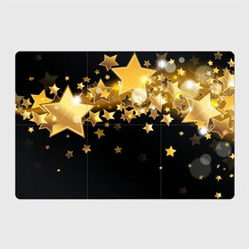 Магнитный плакат 3Х2 с принтом Золотые звездочки в Кировске, Полимерный материал с магнитным слоем | 6 деталей размером 9*9 см | 3d | звездочки | звезды | золото | золотые звездочки | картинка | черный фон