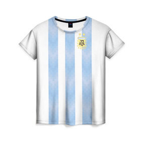 Женская футболка 3D с принтом Сборная Аргентины в Кировске, 100% полиэфир ( синтетическое хлопкоподобное полотно) | прямой крой, круглый вырез горловины, длина до линии бедер | аргентина | месси | сборная аргентины