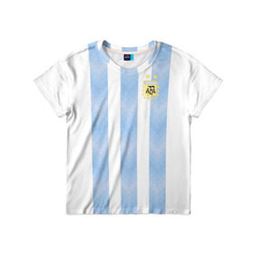 Детская футболка 3D с принтом Сборная Аргентины в Кировске, 100% гипоаллергенный полиэфир | прямой крой, круглый вырез горловины, длина до линии бедер, чуть спущенное плечо, ткань немного тянется | Тематика изображения на принте: аргентина | месси | сборная аргентины